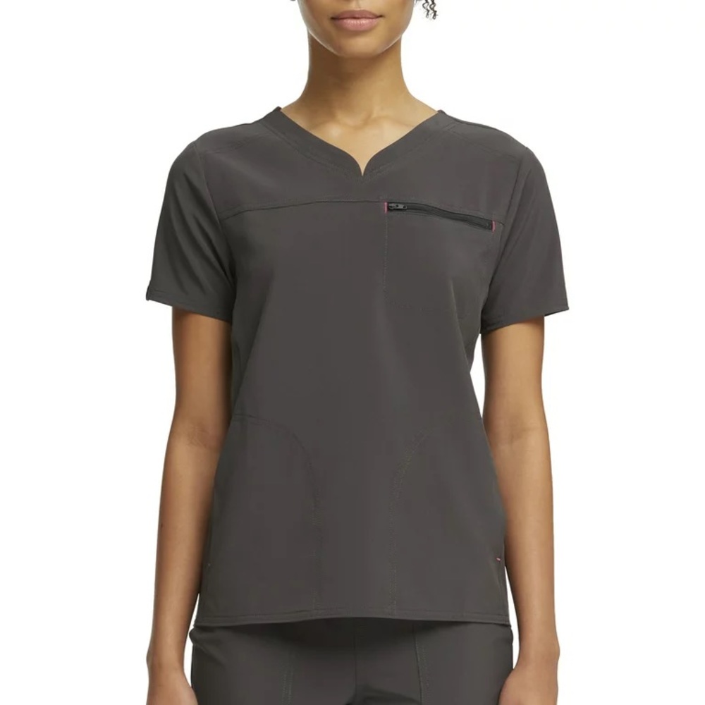 Scrubstar Women's Active Stretch V-Neck Seasonal Solid Tuck-In Scrub Top Pewter